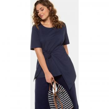 T-shirt blu in cotone biologico, taglio svasato, donna, taglia 56/58