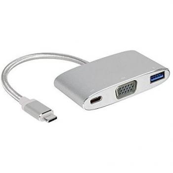 Innergie 20 cm USB‑C-Connector‑Adapter mit USB 3.0 und VGA, silbern
