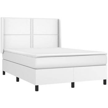 VidaXL Sommier à Lattes de Lit avec Matelas et LED, Lit Rembourré, Lit Double, Lit Adulte de Chambre à Coucher Intérieur, Moderne, Blanc 140x190 cm Similicuir