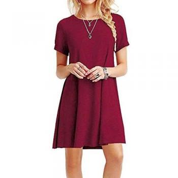 Abiti Borgogna XS: Vestito Donna a Maniche Corti – Design Rosso Onda