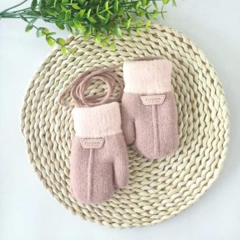 Children's Winter Warmth Knitted Gloves with Hanging Neck Strap, Ages 2-5