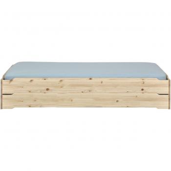 Kit de lits empilables en bois naturel avec matelas 90x190 cm