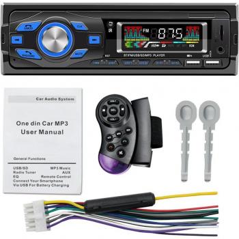Autoradio stéréo 1DIN, Bluetooth, FM, lecteur MP3, USB/SD/AUX-IN, télécommande, 12V