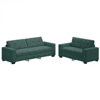 Divano Bicolore Verde Scuro – Kit 2 Pezzi con Cuscini