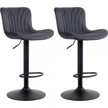 Tabourets de bar Linus en velours noir