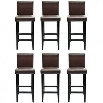 Tabourets de bar en simili-cuir marron foncé (6 pièces)