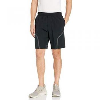 Under Armour, pantaloncini da ginnastica da uomo in tessuto elasticizzato, Uomo, Pantaloncini, Stretch Woven Utility Workout Gym Short, Nero (001)/Grigio Pitch, Medium