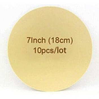 Plato para pastel desechable de 7 pulgadas (18 cm), base de cartón dorado