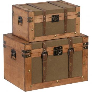 Juego de Baúles y Cestas 45 x 30 x 29 cm Tejido Sintético Madera (4 Piezas)