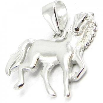Girocollo con Pendente 'Cavallo' in Argento Rhodato 16x16 mm