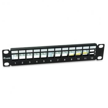 LevelOne 12-Port Black Keystone Patch Panel, Shielded, 769331