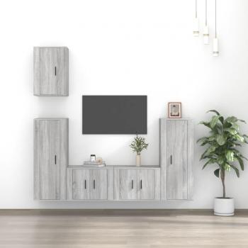 VidaXL 5-Piece Sonoma Engineered Wood TV Cabinet Set in Grey