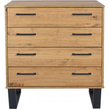 Texas 4 Drawer Chest Antique Waxed Pine, Brown