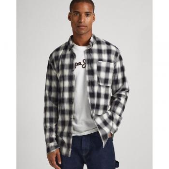 Camisa de hombre Pepe Jeans regular fit con estampado de cuadros negros