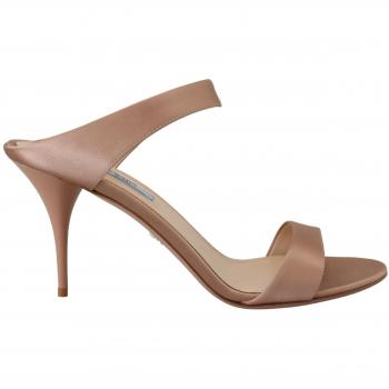 Prada Rose Gold Leather Stiletto Heels Open Toe Sandals