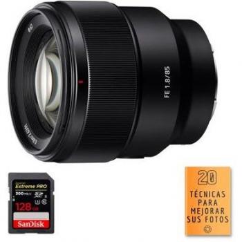 Lente Sony 85mm F/1.8 + Tarjeta SDXC 128 GB UHS‑II + Guía PDF