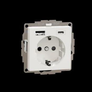 Prise Schuko USB 3,0 A Type A et C, Système M, Polar Blanc Brillant