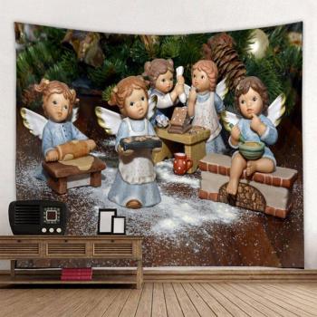 Angel-Themed Christmas Tapestry Decoration