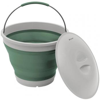 Outwell Shadow Green Collapsible Round Bucket with Lid 7.5L