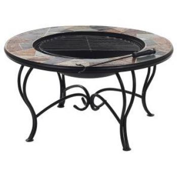 Multicolour Ceramic Top Fire Pit with Black Steel Legs