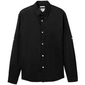TOM TAILOR Denim Herren Langarmhemd, Leinenmix