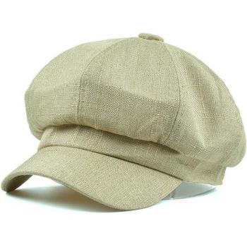 Sommer‑Barett von BUTTERMERE – Zeitungsjunge Kappe für Frauen, Baumwolle/Leinen, Beige