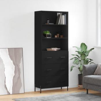 Black Highboard, 69.5 x 34 x 180 cm, Engineered Wood, Vidaxl