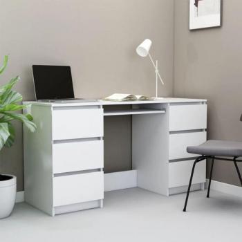 Bureau Torana Épuré Blanc 140x50x77 cm en Bois d'Ingénierie