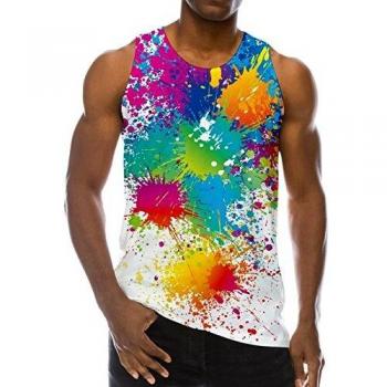 Loveternal Uomo Gilet Arte Colorata T-Shirt Canotta Training