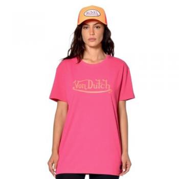 Tee shirt rose à logo poitrine femme VON DUTCH