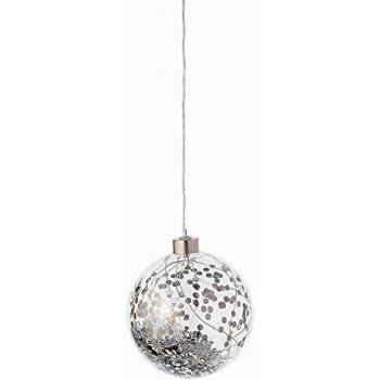 Festliche LED-Kugel in Silber – 10,5 cm, Timerfunktion