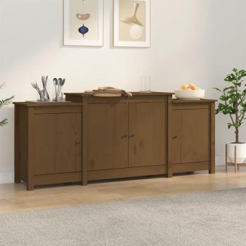 Honey Brown Solid Wood Sideboard 164x37x68 cm