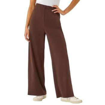 Roman Chocolate Wide‑Leg Pants, Women's Petite Size 14