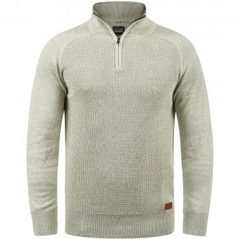 Blend Ganbolf Herren Winterpullover Grobstrick Troyer mit Reißverschluss, Größe:M, Farbe:Stone Mix