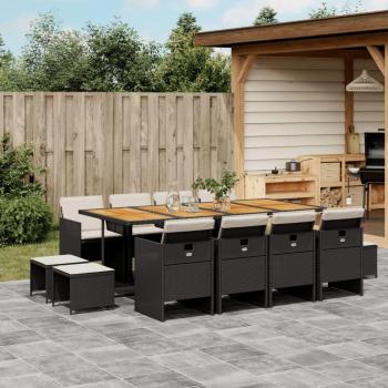 VidaXL Black Poly Rattan Garden Dining Set for 12