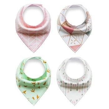 Organic Cotton Baby Bandana Bibs, 4 Pack, Super Absorbent
