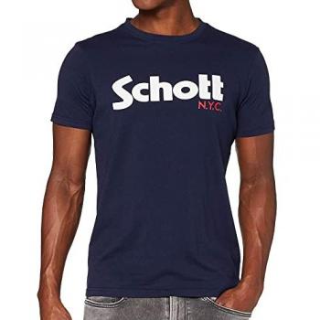 Tee-Shirt SCHOTT Manches Courtes Ts Logo Marine