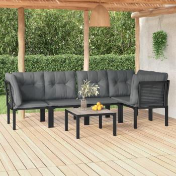 Mobilier de jardin 6 pcs noir et gris résine tressée