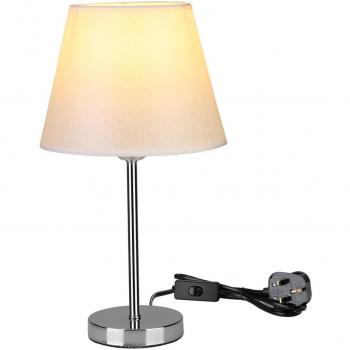 Coastal Comfort Desk Lamp – Chrome Plating, E27 Bulb, Fabric Cover