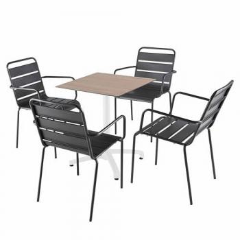 Ensemble de Salle à Manger 60 cm Chêne Clair et Chaises Métalliques