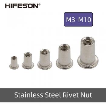 Tuercas remachadas de acero inoxidable 304, cabeza plana, M3-M10, 20 unidades
