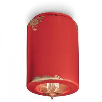 E14‑Leuchte „Shabby Retro“ – rote Keramikplatte