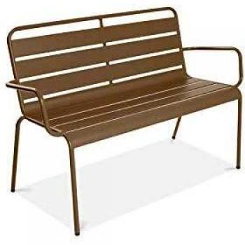 Banc de jardin taupe avec accoudoirs