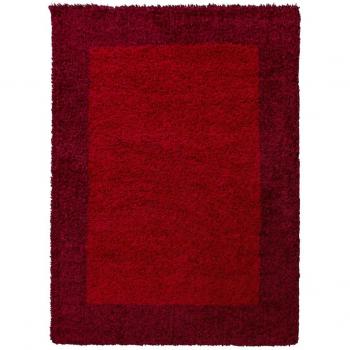 Tapis Ronds Jadorel 160 cm – Shaggy Poils Longs en Rouge Clair & Foncé