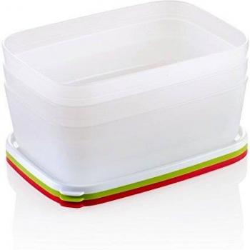 Tescoma Purity Frischhaltedosen für den Gefrierschrank 1,5 L, 3 Stück, Kunststoff, weiß/grün/gelb