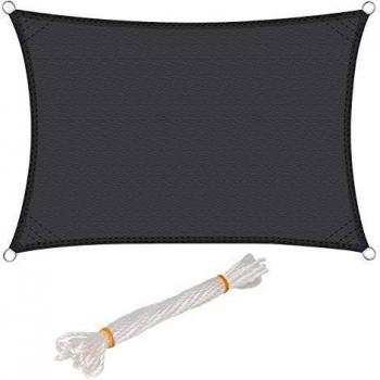 Voile d'ombrage rectangulaire 3x5 m, protection UV, Gris