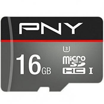 PNY SDU16GTUR-1-EF Carte Mémoire MicroSDHC Turbo 16 Go Classe 10 UHS-1 U3 100Mb/s avec Adaptateur