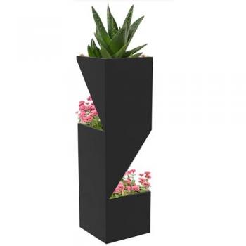 Contenant florale 3 sections, drainage métallique, couleur sombre