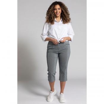 Pantaloni a 3/4 con taglio conico Mony, righe, Donna, Blu, Taglia: 66, Cotone