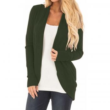CNFIO Damen-Kimono-Pullover, weiche Strickjacke, lange Ärmel, Schalkragen, abgerundeter Saum, offene Vorderseite, Größe XL, armee-grün